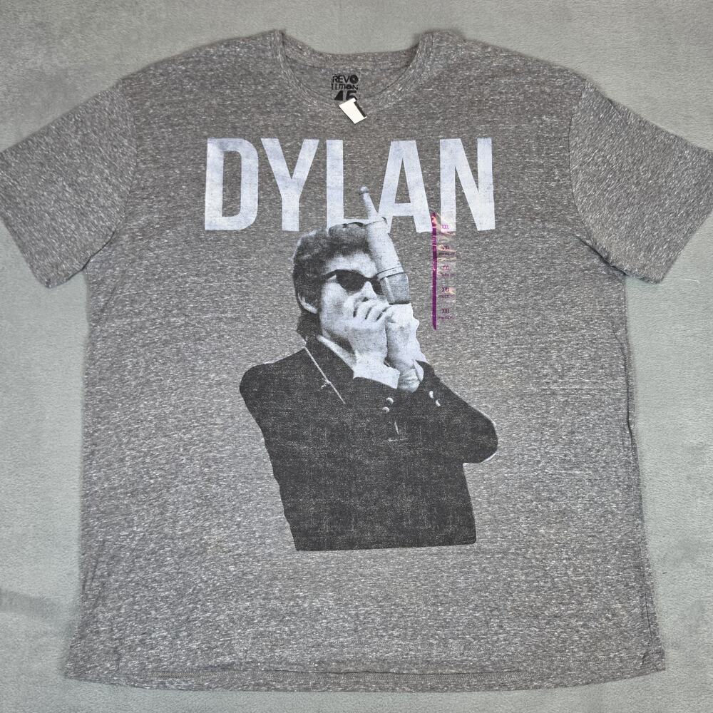Bob Dylan Revolution 45 Men's T-Shirt Gray Graphic Band Tee XXL Heather New